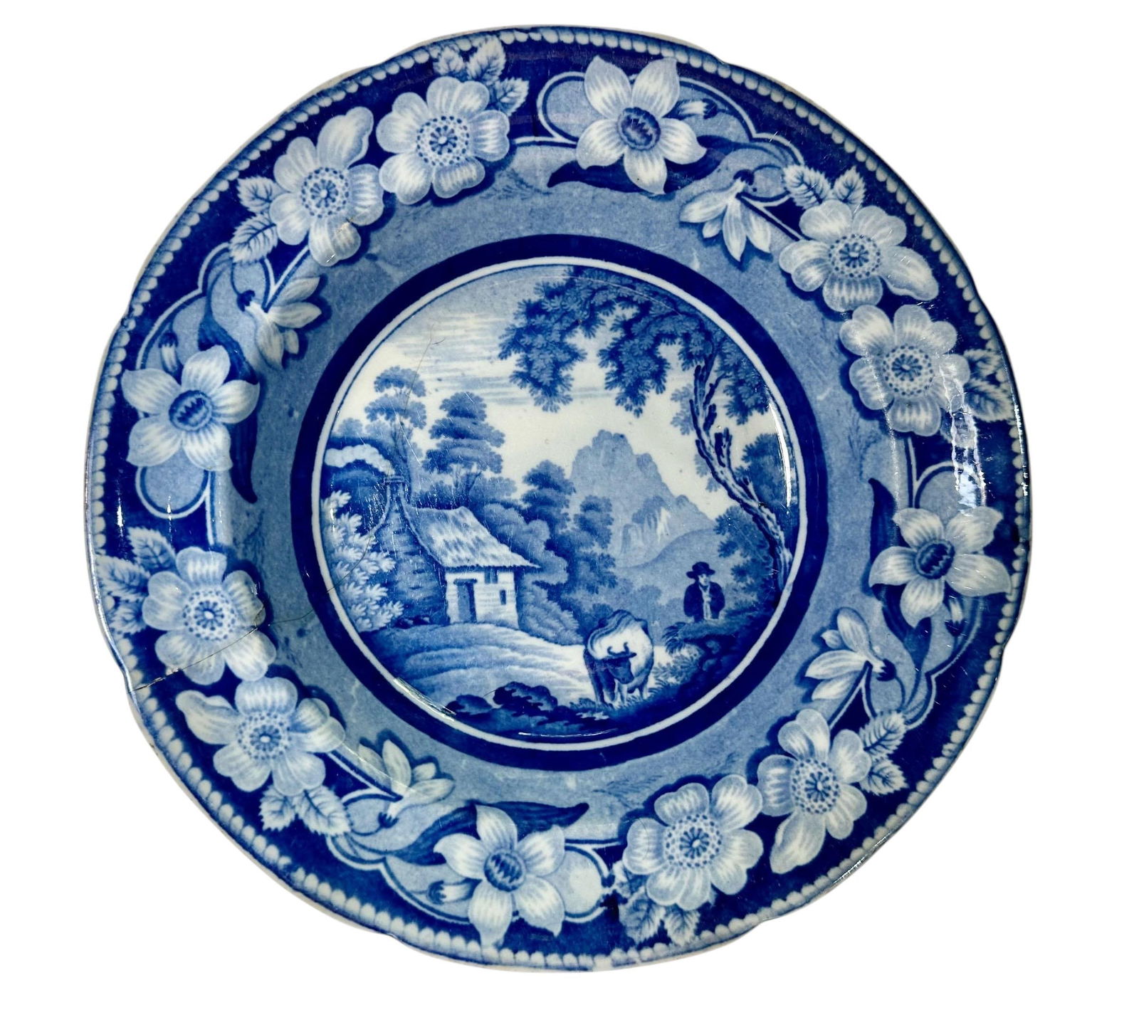 Early 19th Century English Staffordshire Blue and White Plates - A Pair - 5
