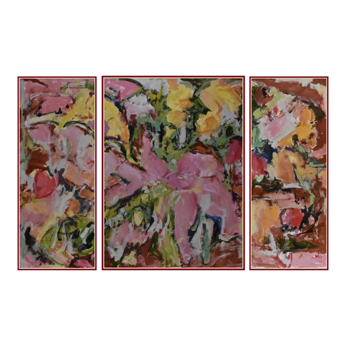 'Bouquet #1" a Large Vivid Triptych Original Painting by American Abstract Expressionist George Brin (1 of 5)