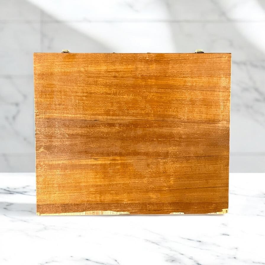 Mid Century Modern Flatware Set in Rosewood & Bronze-Teak Case, Thailand- 100 Pieces - 12