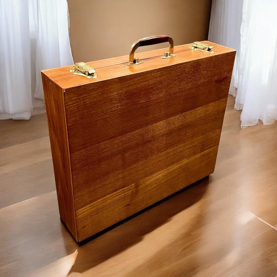 Mid Century Modern Flatware Set in Rosewood & Bronze-Teak Case, Thailand- 100 Pieces - 5