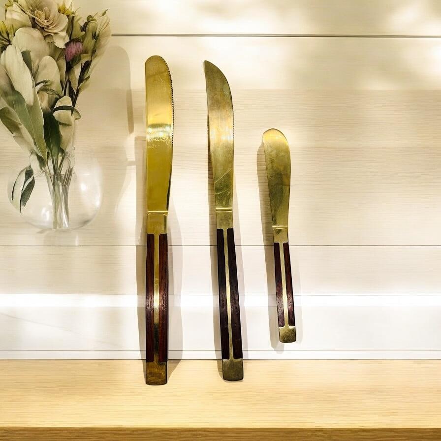 Mid Century Modern Flatware Set in Rosewood & Bronze-Teak Case, Thailand- 100 Pieces - 6