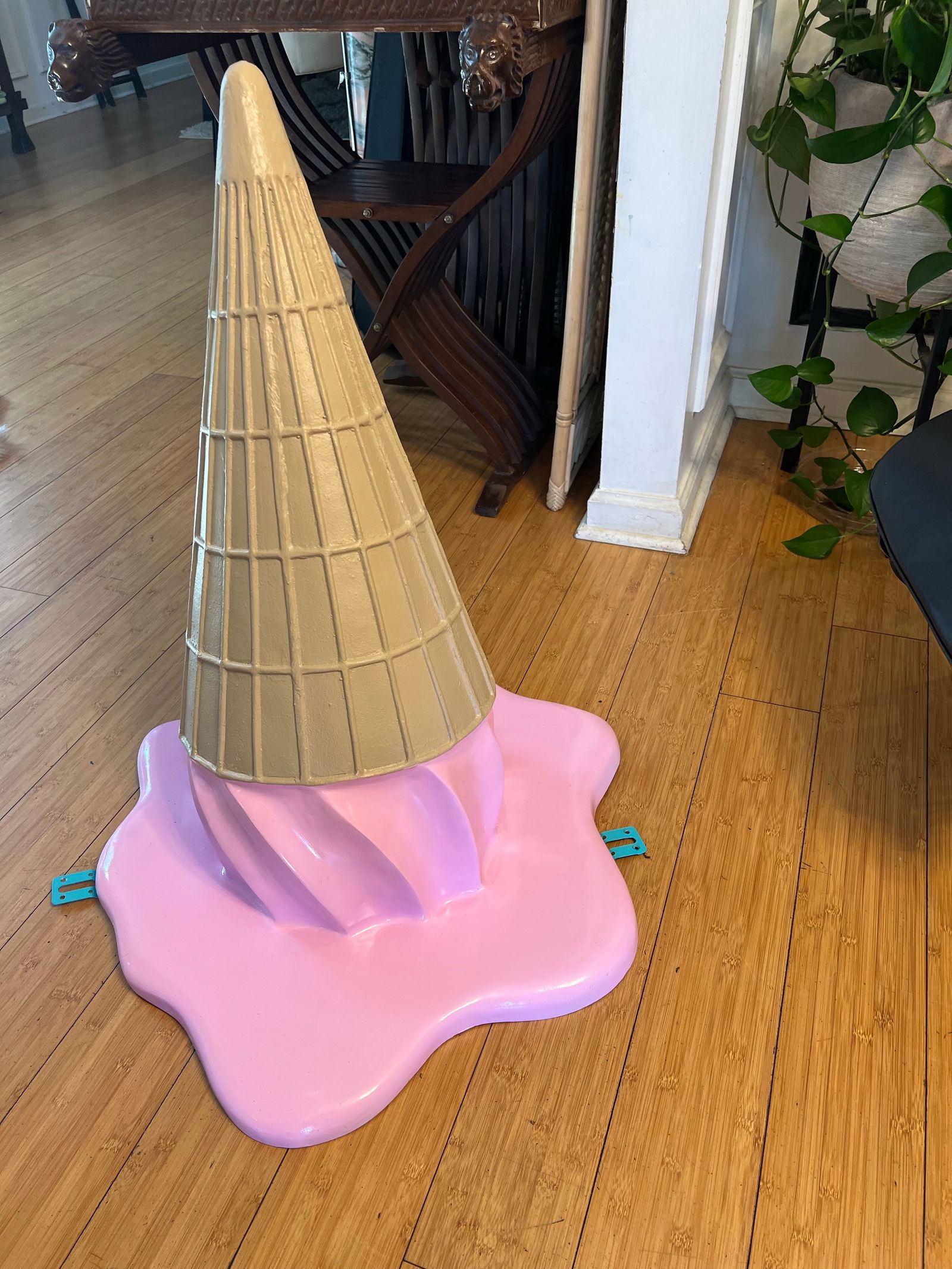 1970s Oversized, Fiberglass, Melting, Hot Pink Ice Cream Cone - 2