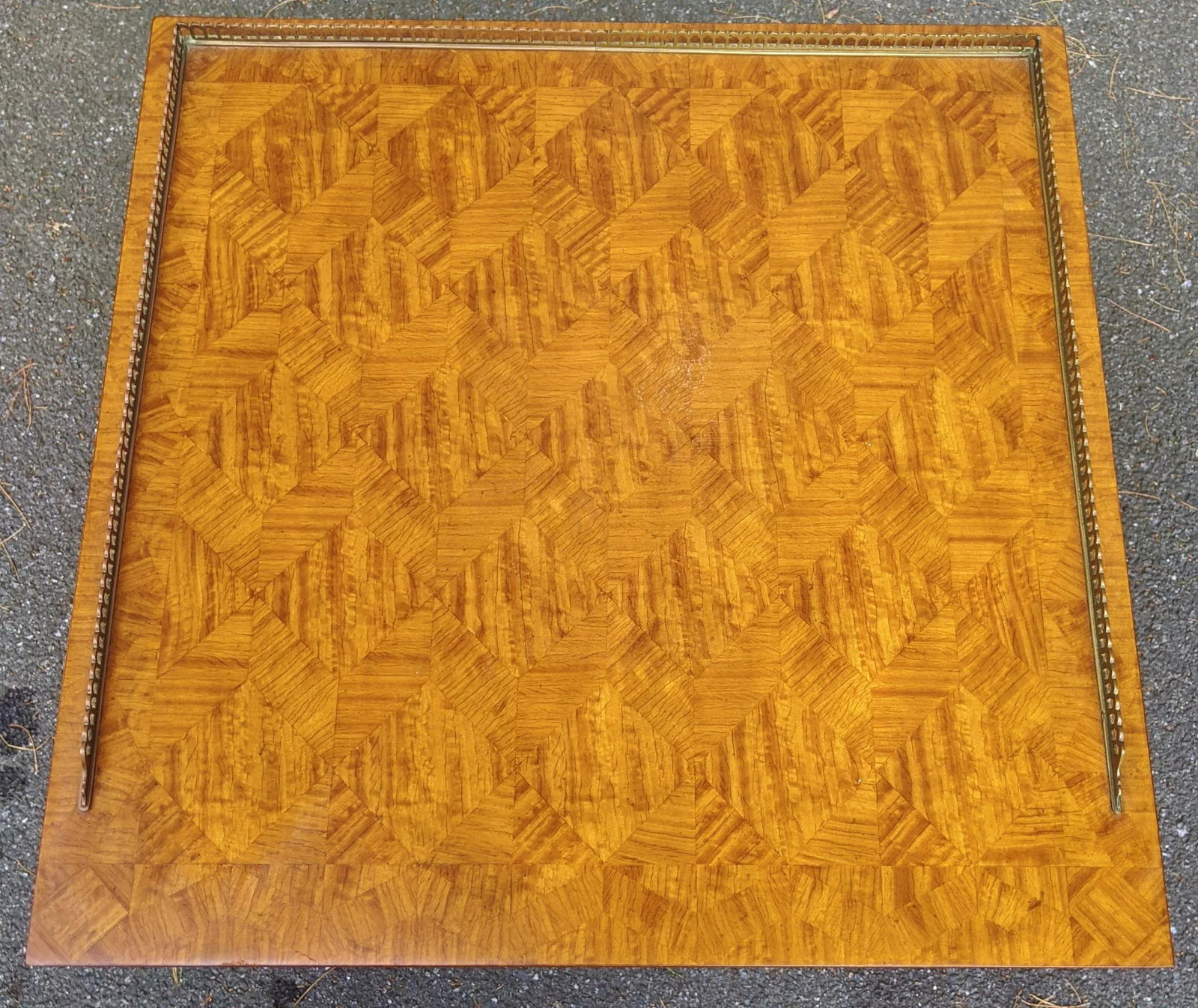 Vintage English Style Satin Wood Bronze Gallery Tilt-Top Table by Baker Furniture - 3