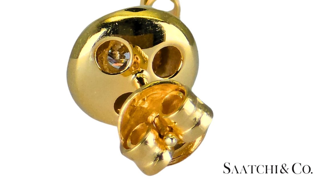 Late 20th Century 18k (750) Yellow Gold - Natural Round VVS-vs Diamond: Womens Earrings, Set of 2 - 4