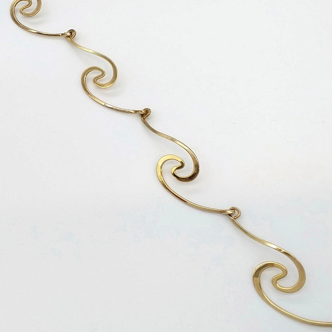 Spiral Gold Neck Piece, Modernist Gerhard Herbst Studio Linking Collar, Vintage - 3