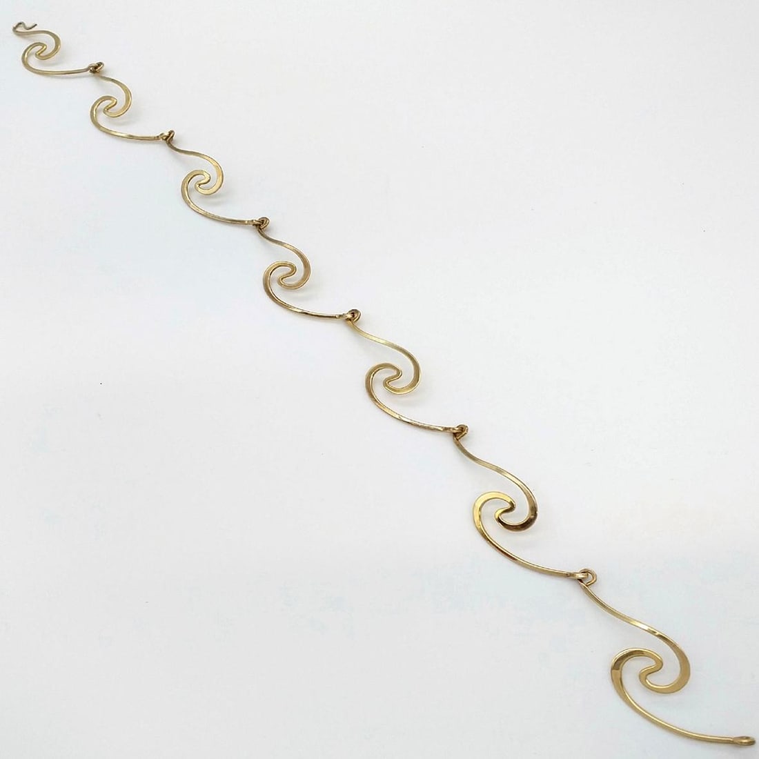Spiral Gold Neck Piece, Modernist Gerhard Herbst Studio Linking Collar, Vintage - 4