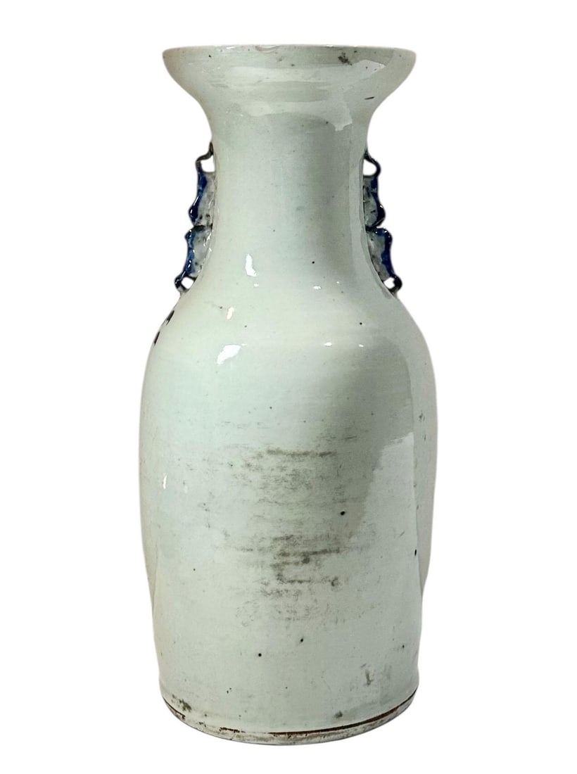 19th Century Chinese Blue and White Vase With Celadon Cast and Foo Dog Handles - 4