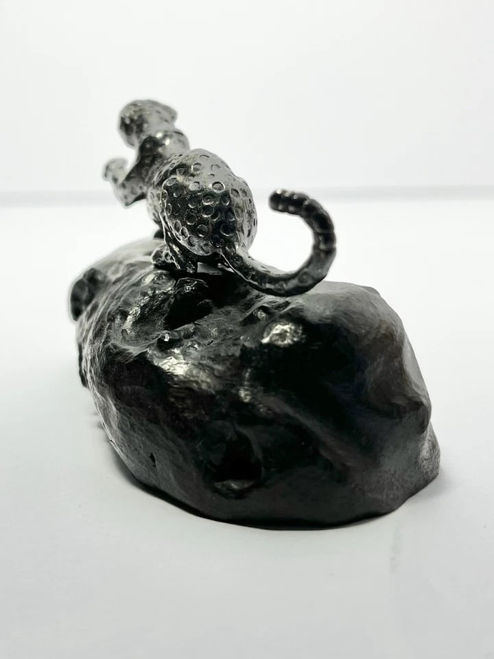 Patrick Mavros Medium Sterling Silver Leopard on Blackwood Base - 2