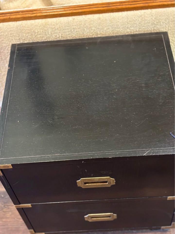1970s Baker Furniture Black Stained Campaign Nightstand - 2