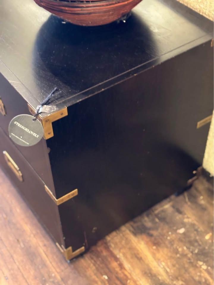 1970s Baker Furniture Black Stained Campaign Nightstand - 4