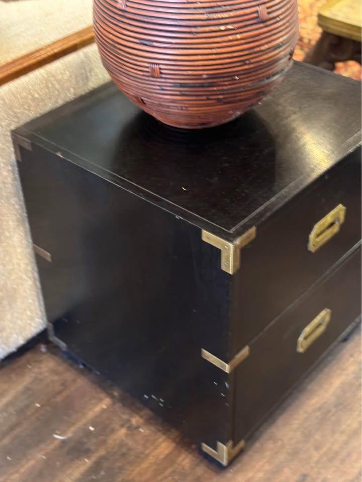 1970s Baker Furniture Black Stained Campaign Nightstand - 5