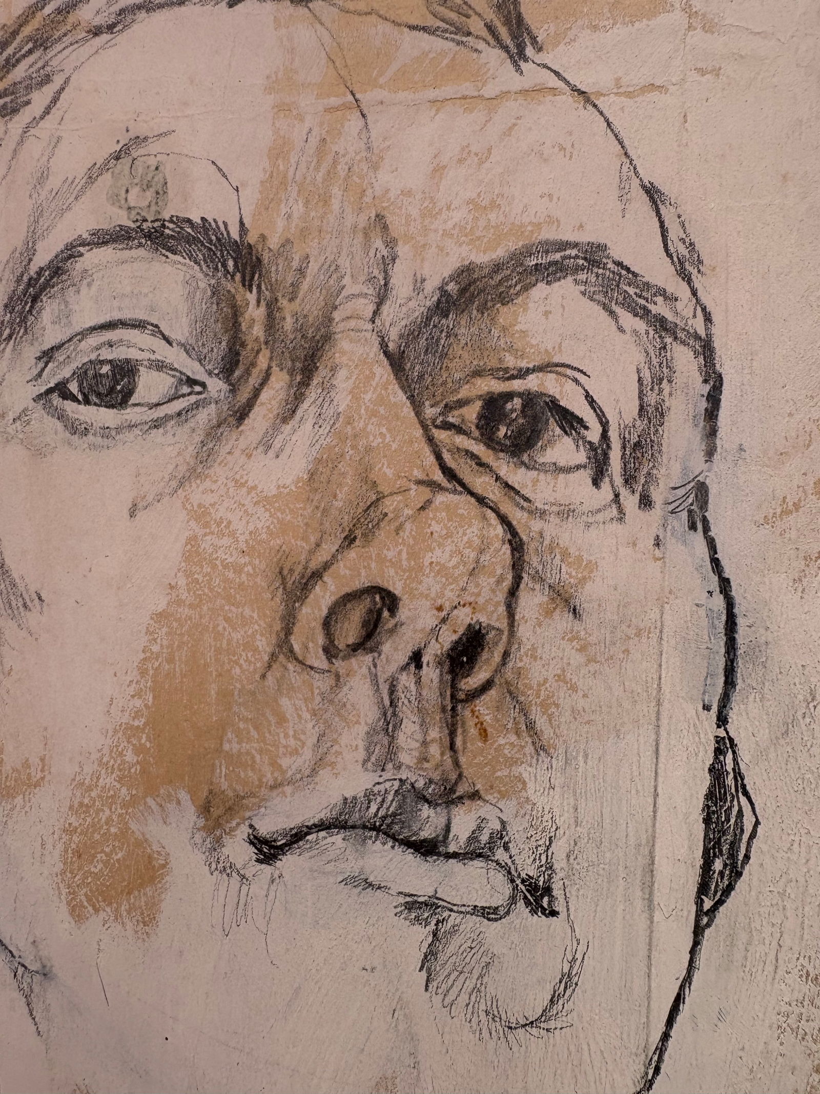 Mid-Century Modern Abstract Portrait Drawing "“ 1958 Signed Expressionist Artwork by Jerry - 4