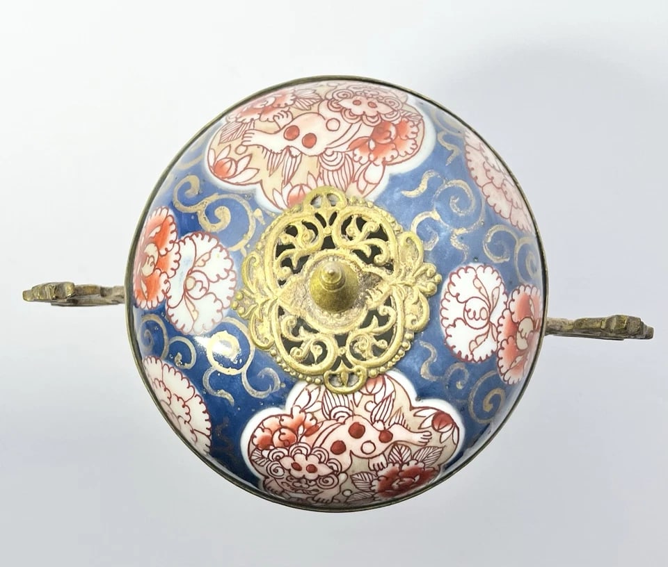 19th Century Antique Imari Dore Japanese Porcelain Gold Gilt Potpourri, Foo Dogs - 7