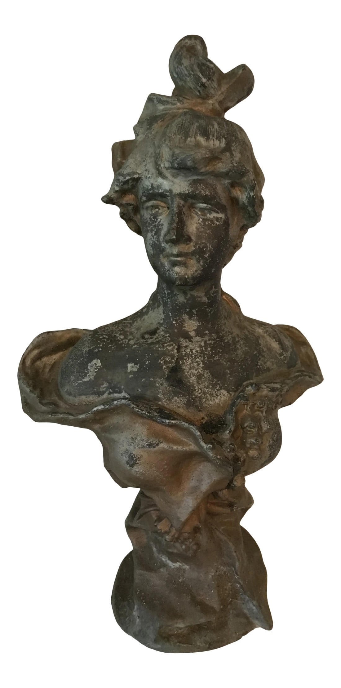 Antique Art Nouveau Craved Ceramic Woman Bust (1 of 11)