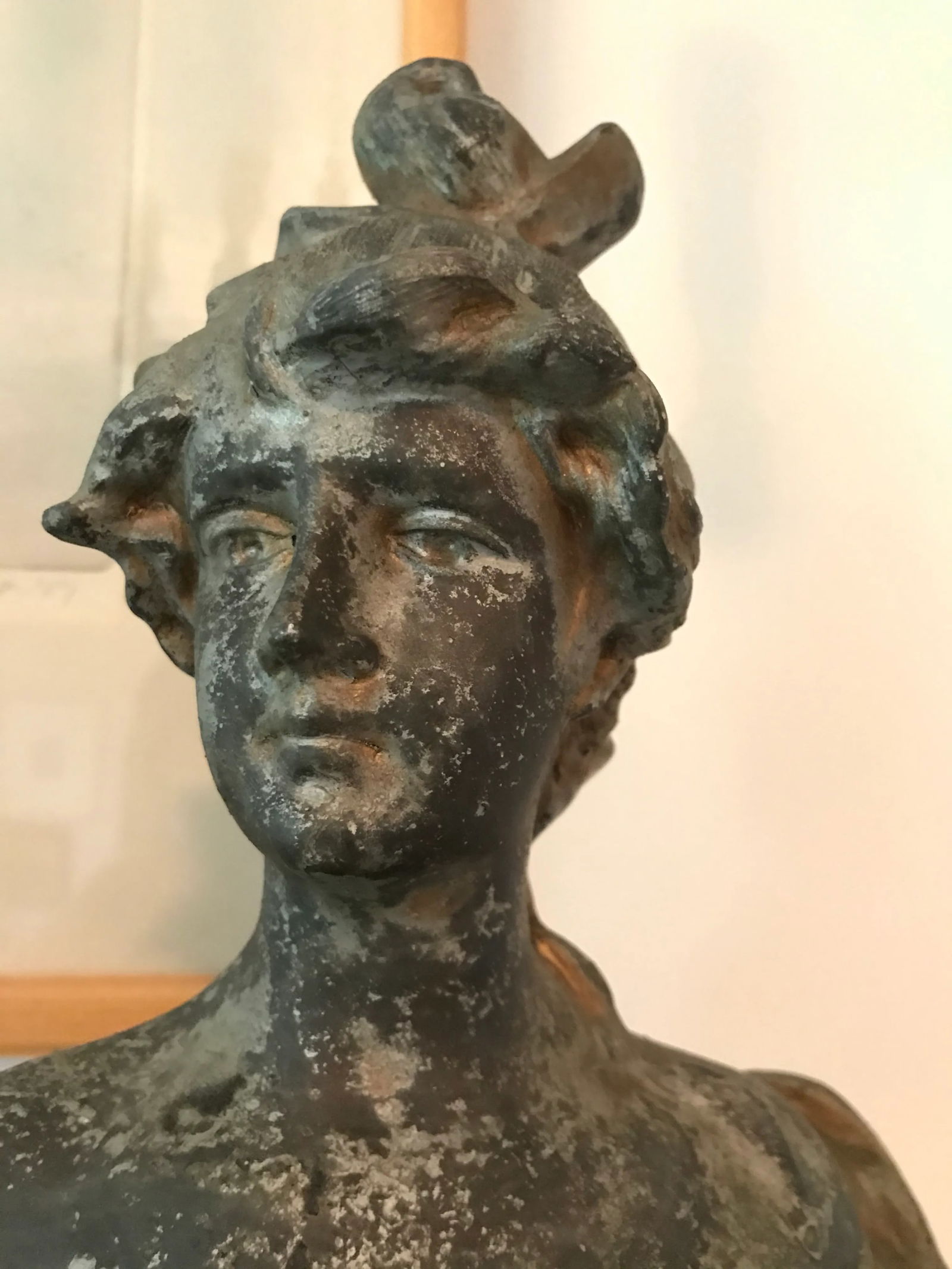 Antique Art Nouveau Craved Ceramic Woman Bust - 3