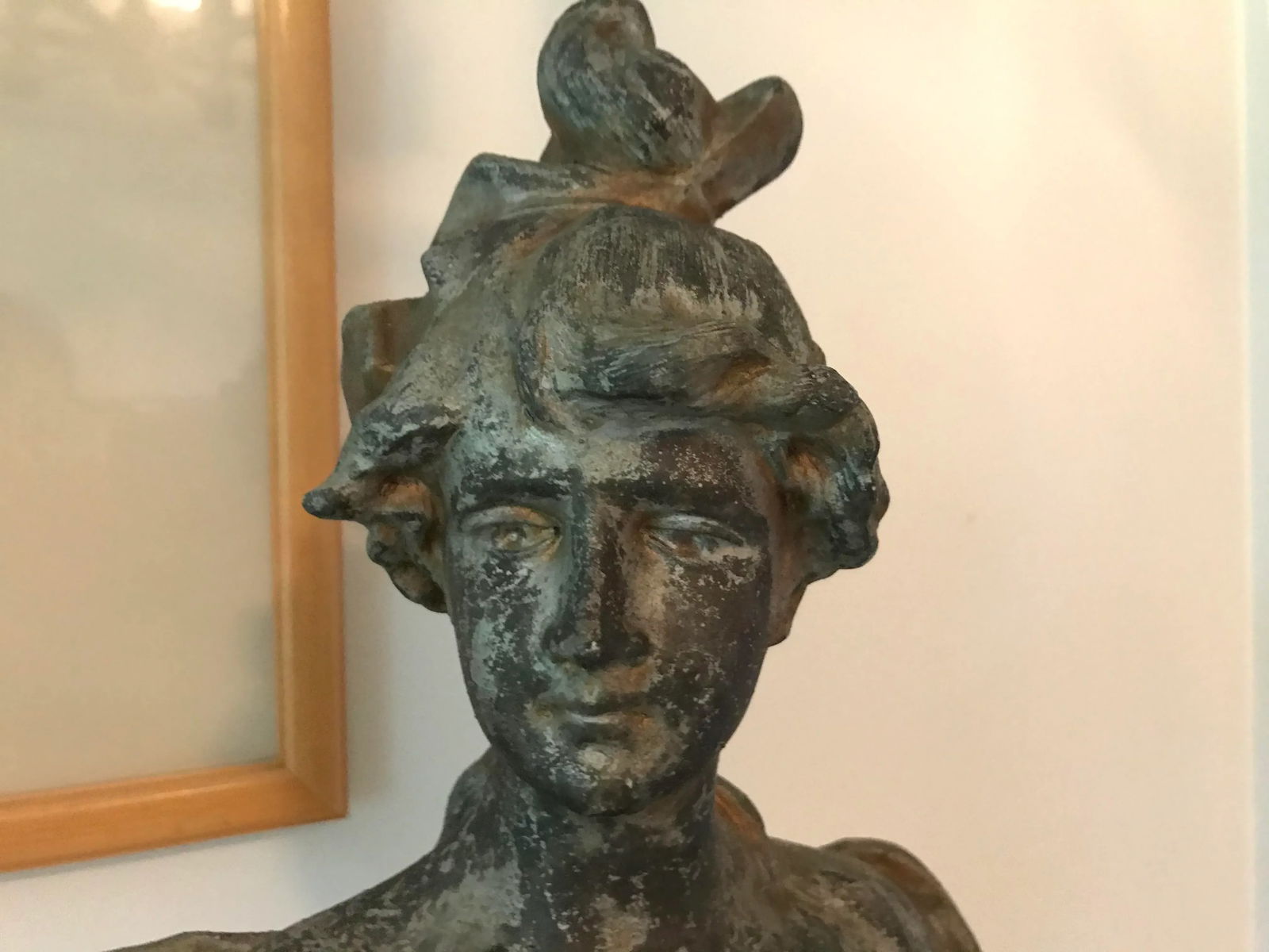 Antique Art Nouveau Craved Ceramic Woman Bust - 4