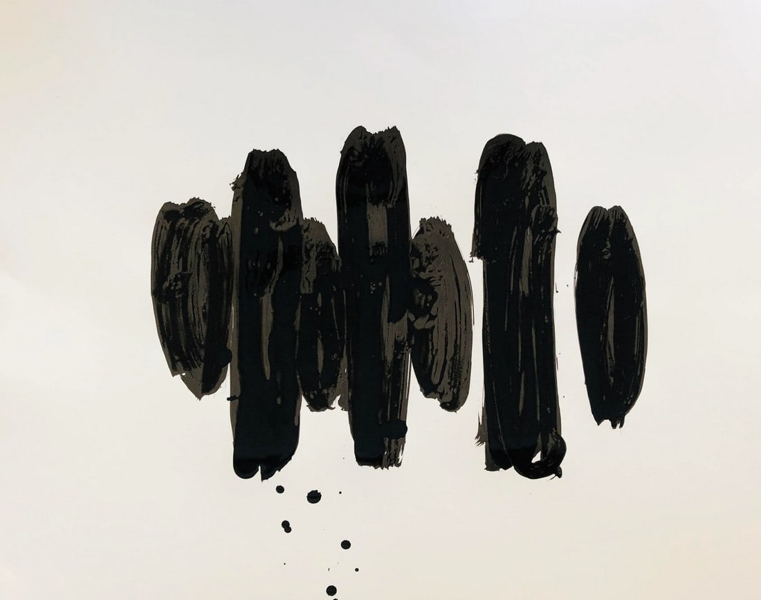 Abstract B&w Ink Brush on White Board by Erik Sulander 22x28 (1 of 2)