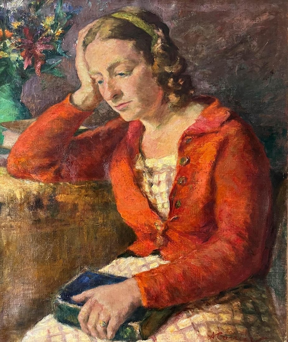 Antique French Impressionist Woman Oil Portrait Painting - 2