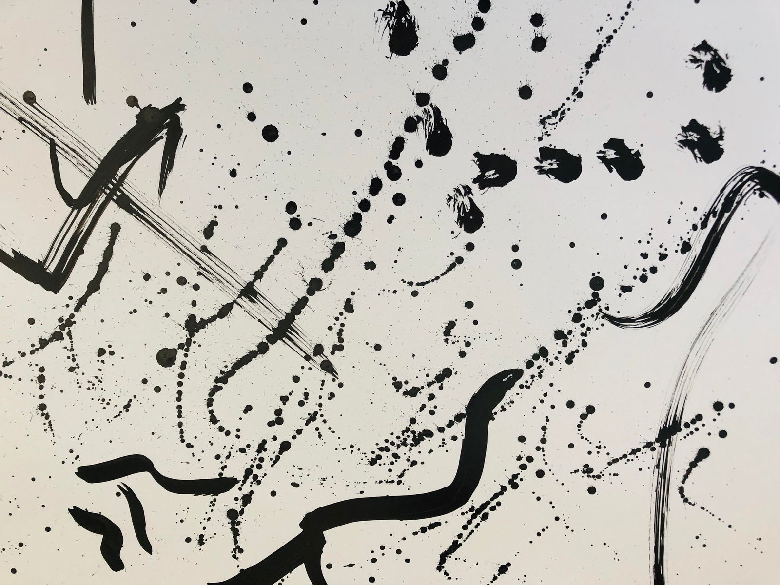 Abstract B&w Ink Painting by Artug on White Paperboard 22x28 - 2