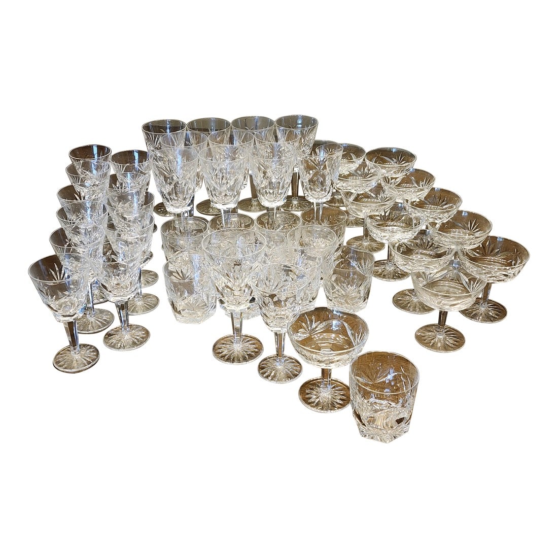 Mid 20th Century Ashling Cut by Waterford Crystal Stemware Collection Service for 12- 48 Pieces (1 of 12)