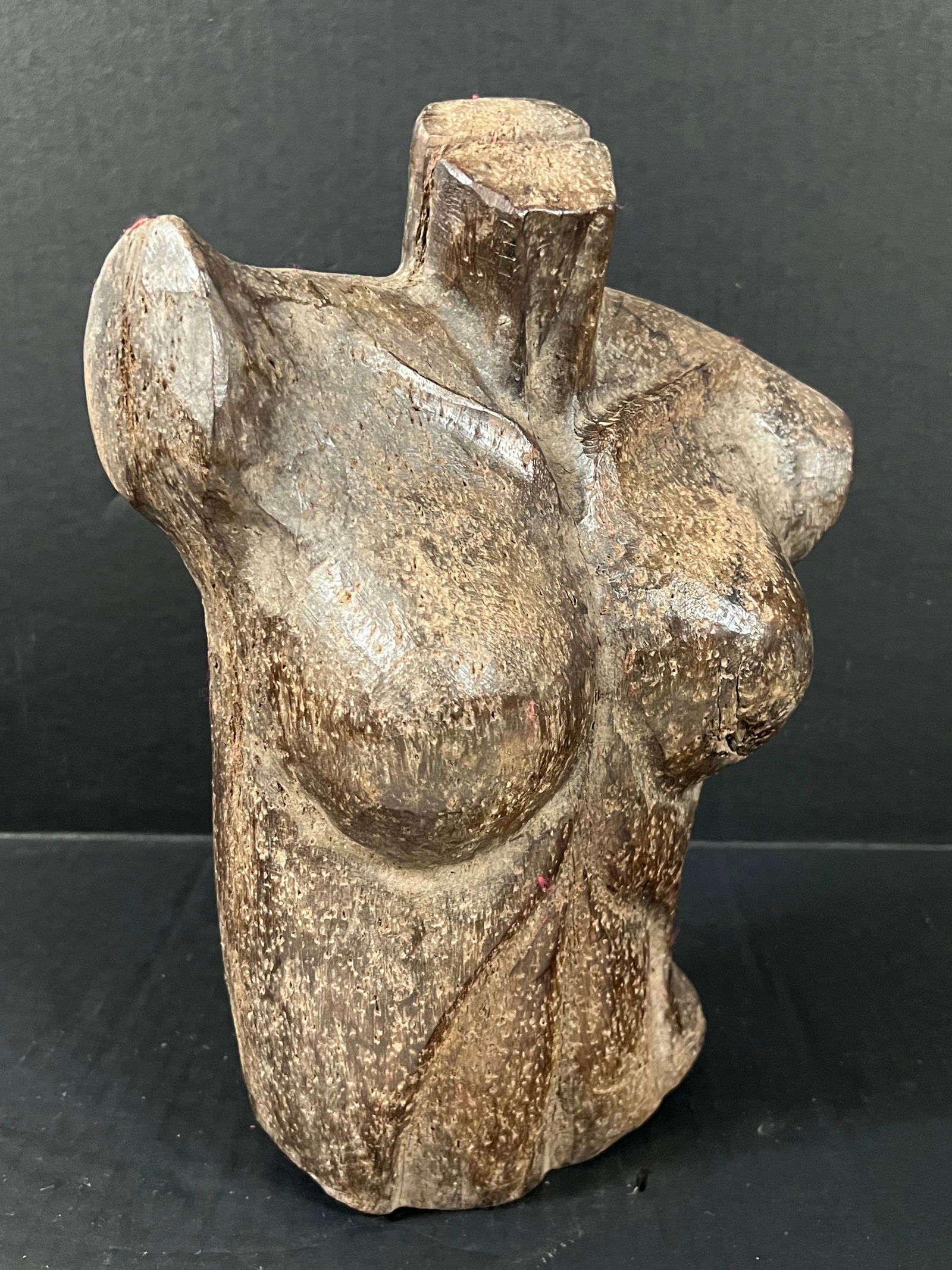 Late 20th Century Vintage Carved Solid Wood Female Torso Sculpture - 3