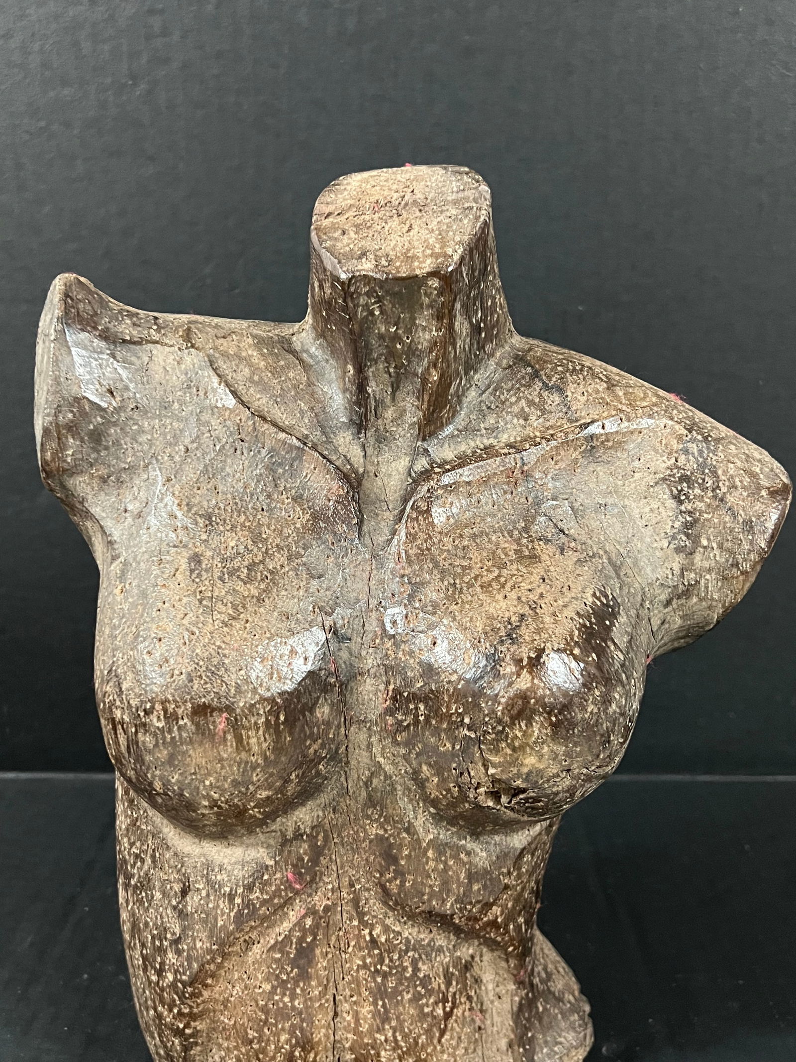 Late 20th Century Vintage Carved Solid Wood Female Torso Sculpture - 5