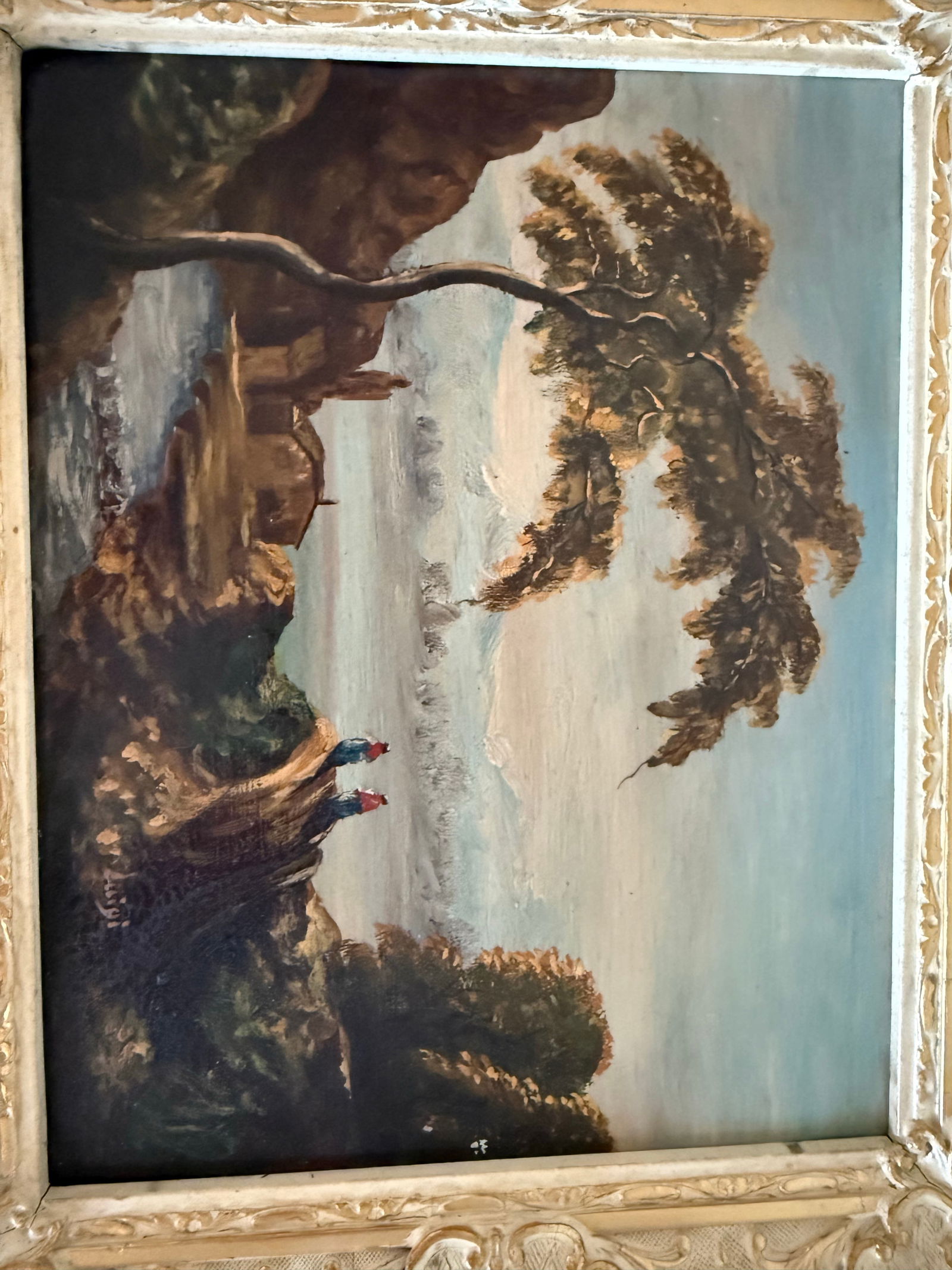 Original Oil Pastoral Landscape Painting in the Style of Romantic Period. Signed Luigi Lower R. Gold - 3