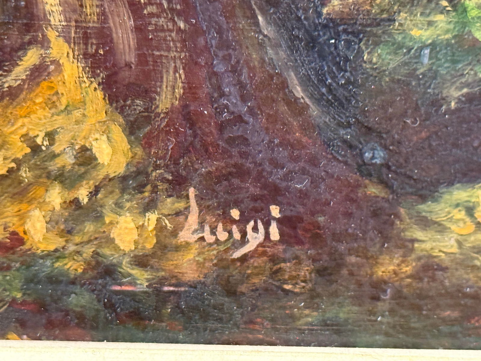 Original Oil Pastoral Landscape Painting in the Style of Romantic Period. Signed Luigi Lower R. Gold - 5