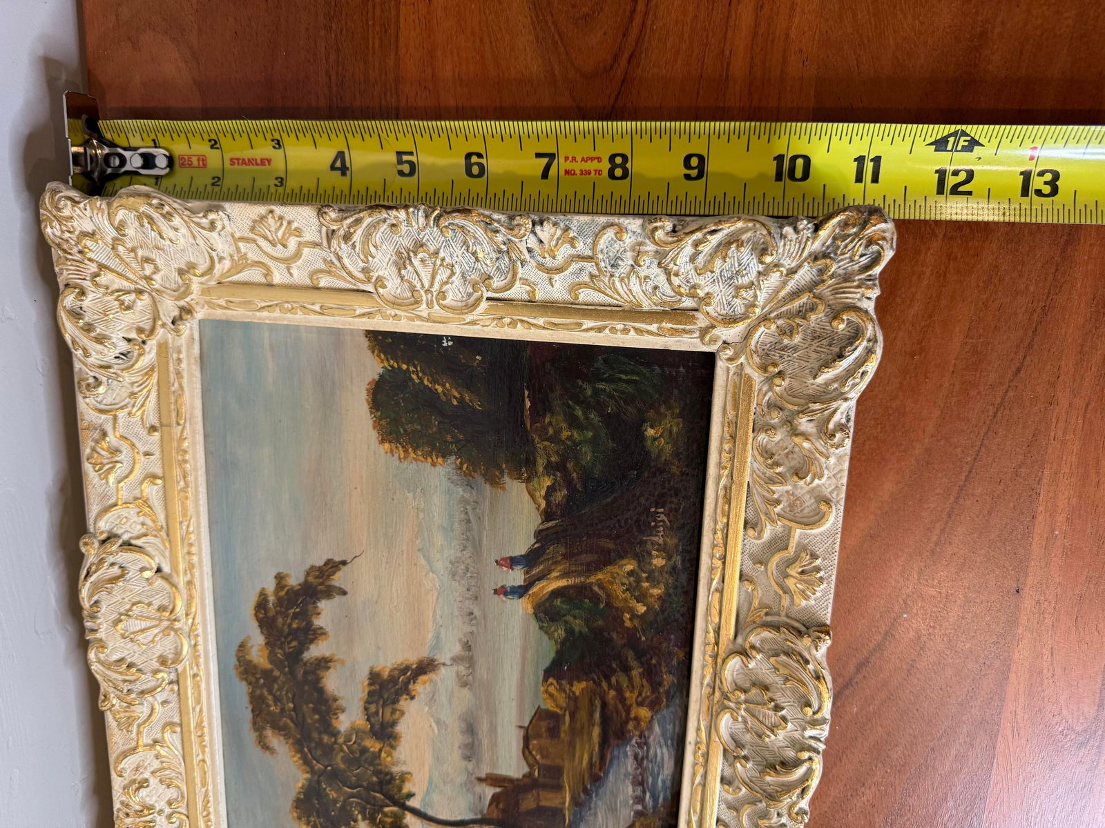 Original Oil Pastoral Landscape Painting in the Style of Romantic Period. Signed Luigi Lower R. Gold - 7