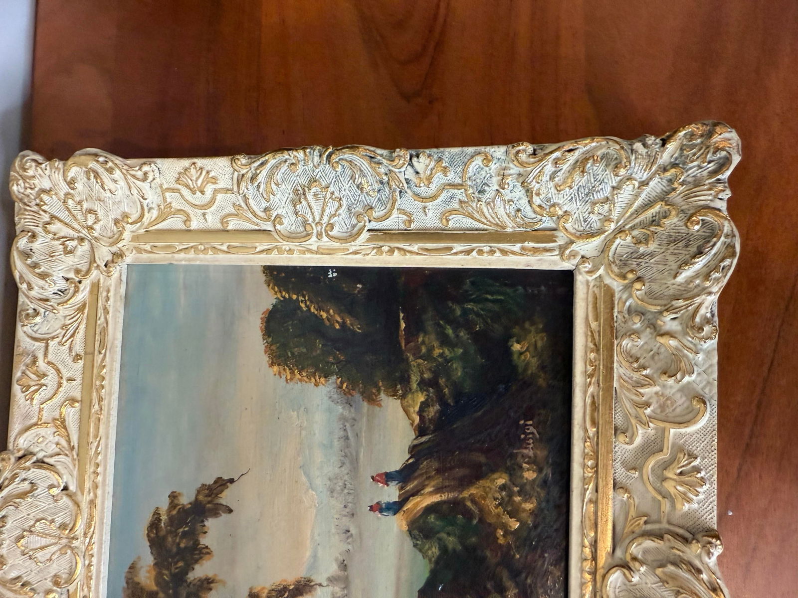 Original Oil Pastoral Landscape Painting in the Style of Romantic Period. Signed Luigi Lower R. Gold - 8