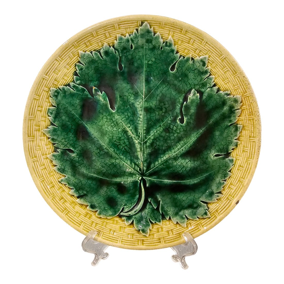 19th Century Begonia Leaf Majolica Plate (1 of 4)