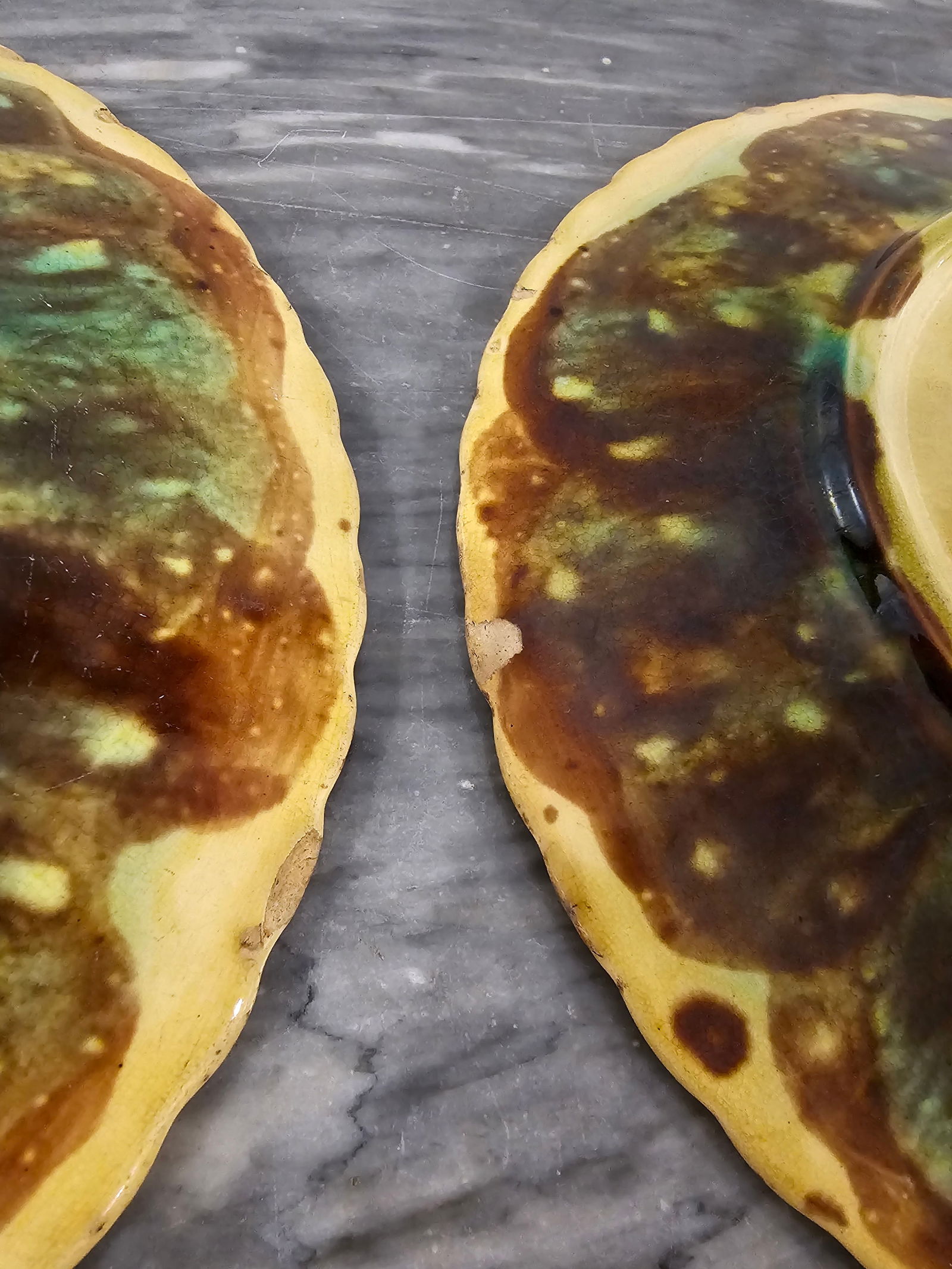 19th Century Begonia Leaf Majolica Plates -Set of 4 - 5