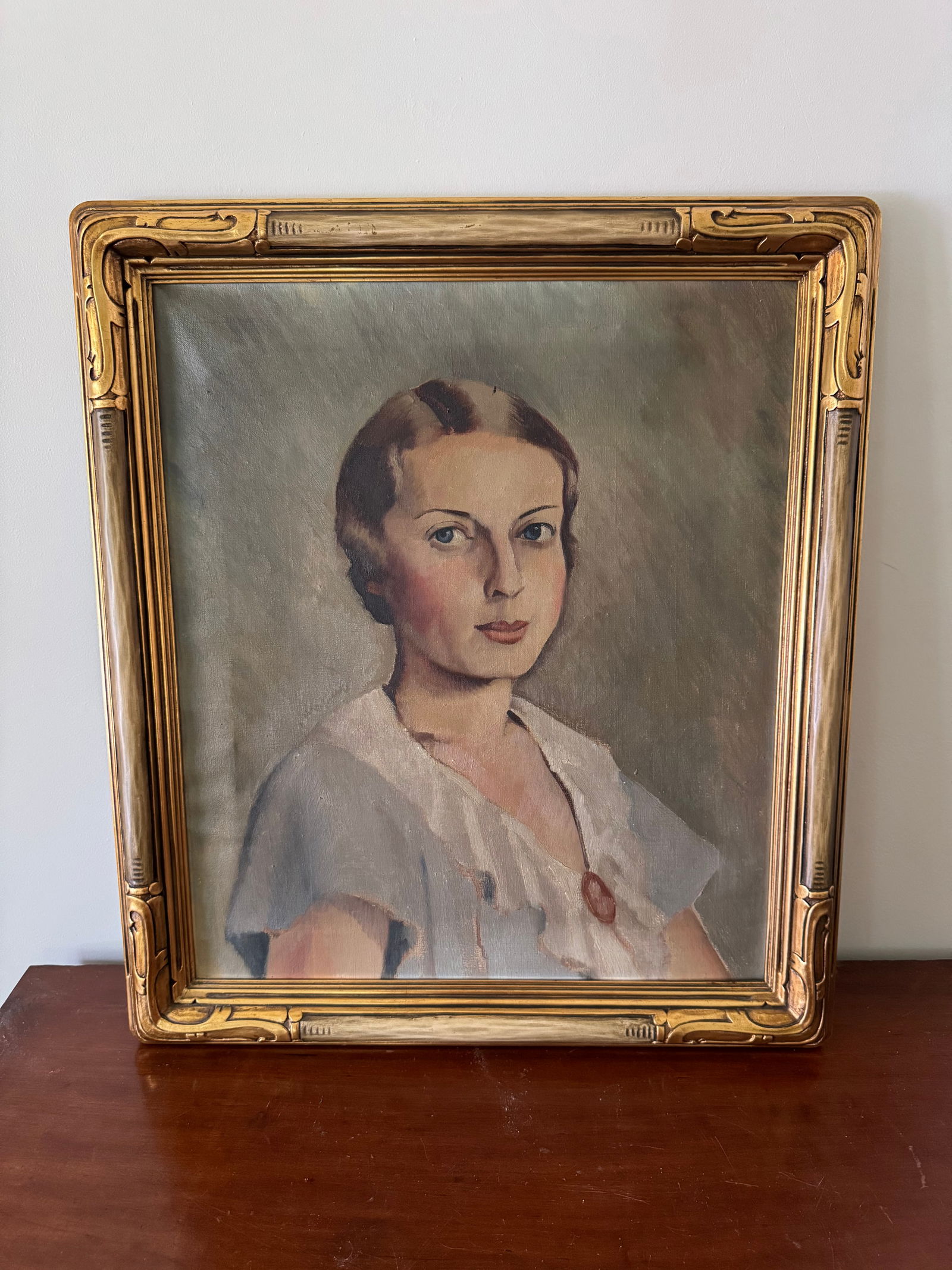 1930's Art Deco Portrait Painting of a Woman, Framed - 3