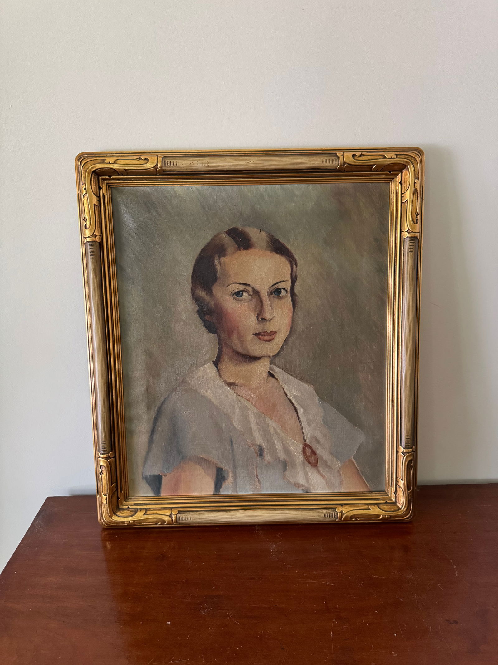 1930's Art Deco Portrait Painting of a Woman, Framed - 7