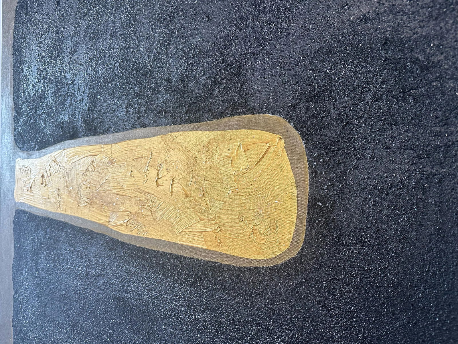 Gold and Carbon Painting on Spanish Linen Minimalist Painting - 4