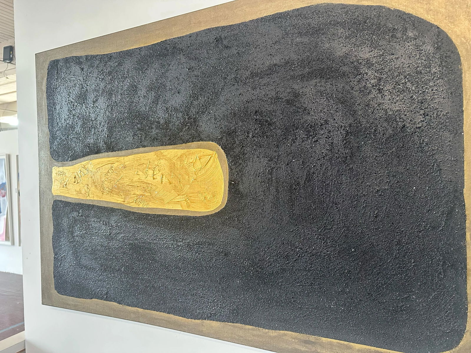 Gold and Carbon Painting on Spanish Linen Minimalist Painting - 5