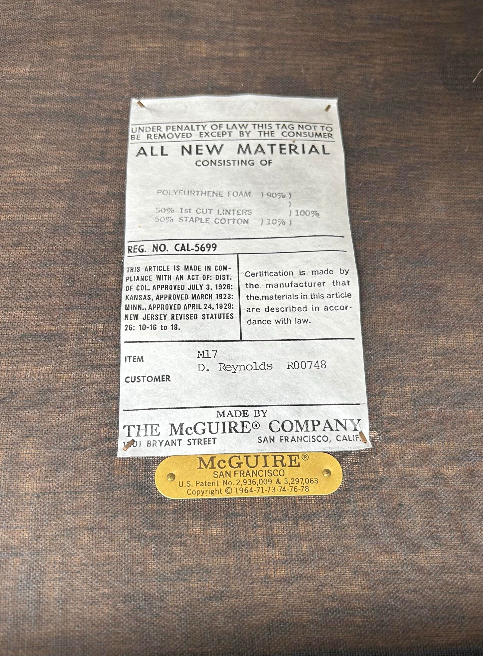 Vintage McGuire Chair 1978 Bamboo Rattan Blue Seat - 11