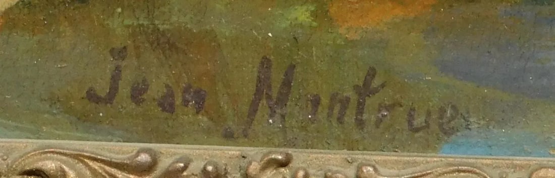 Vintage 19th C Oil Painting , Signed , Reclining Woman With Birds and Flowers, Framed - 2