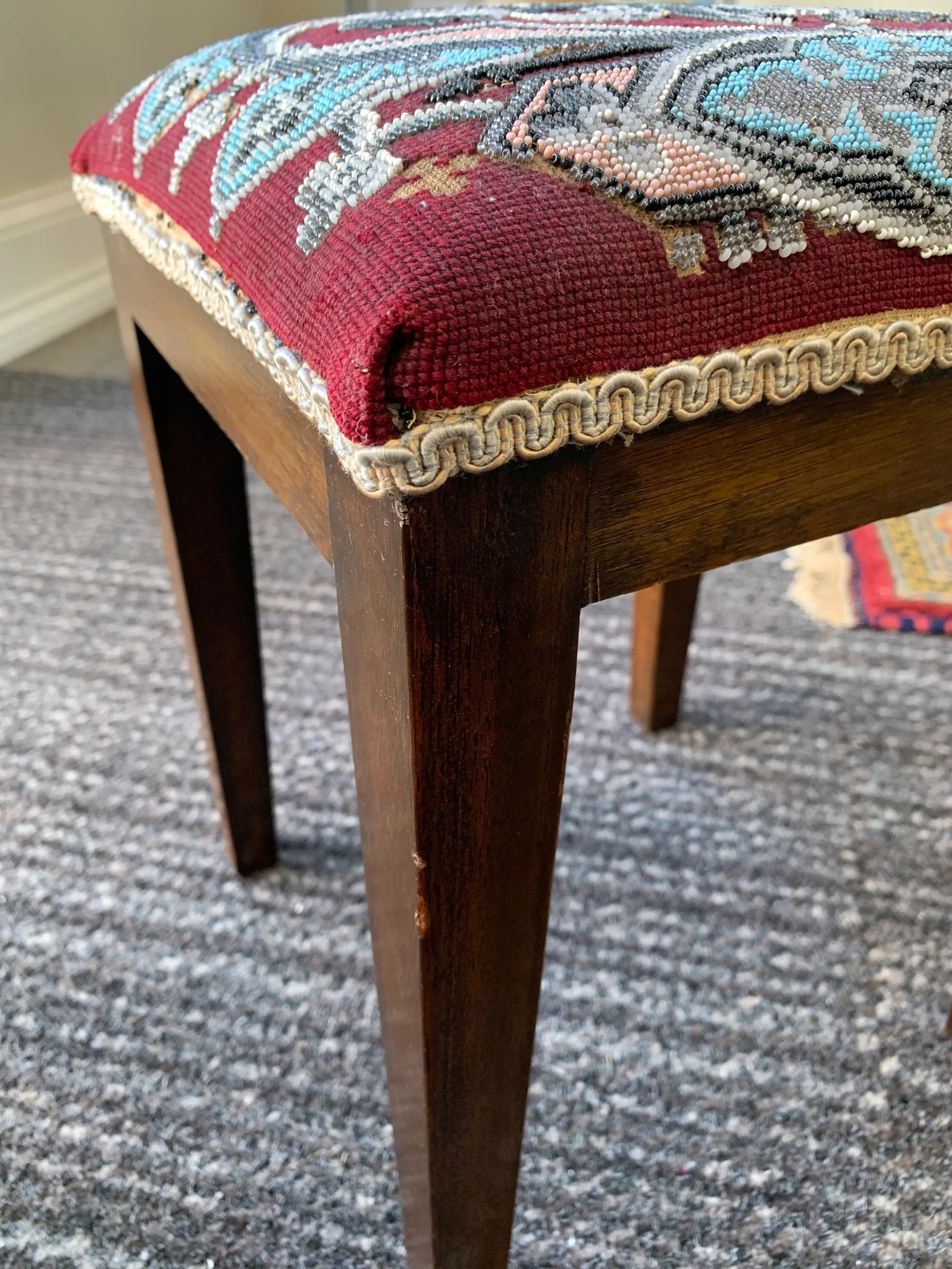 Victorian Antique Beaded Stools - a Similar Pair - 5