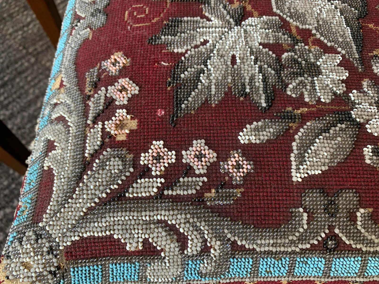 Victorian Antique Beaded Stools - a Similar Pair - 6