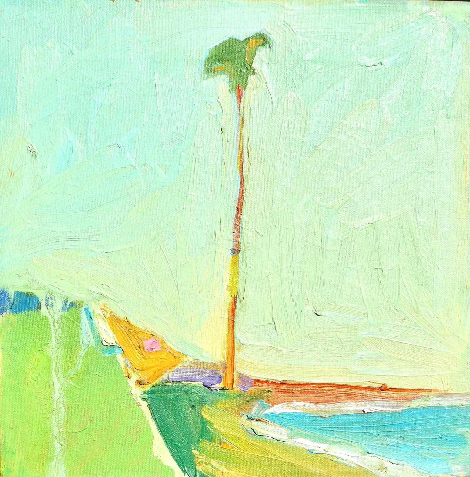 "Sunset on a Palm" California Oil Painting - 5