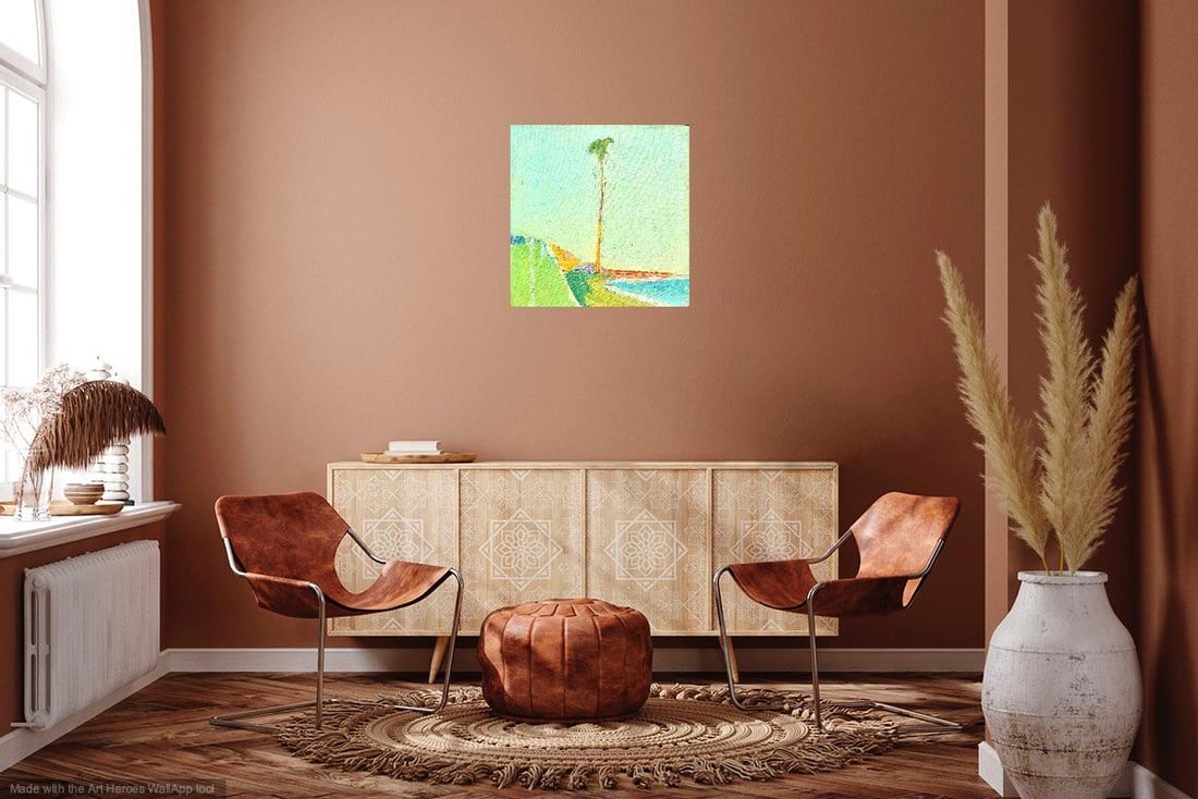 "Sunset on a Palm" California Oil Painting - 6