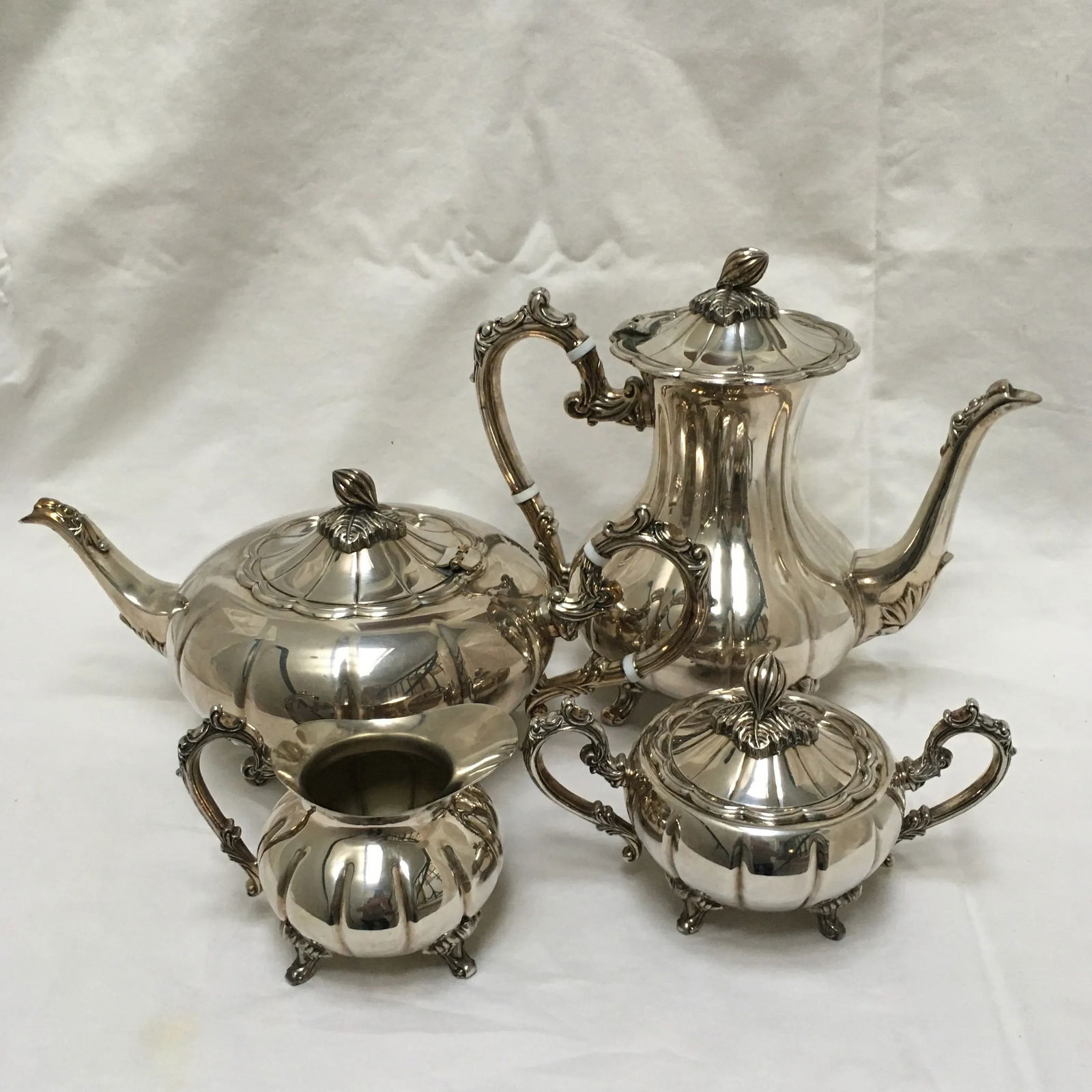 1940s Silver Plate Coffee and Tea Service by F. B. Rogers - 4 Piece Set - 2