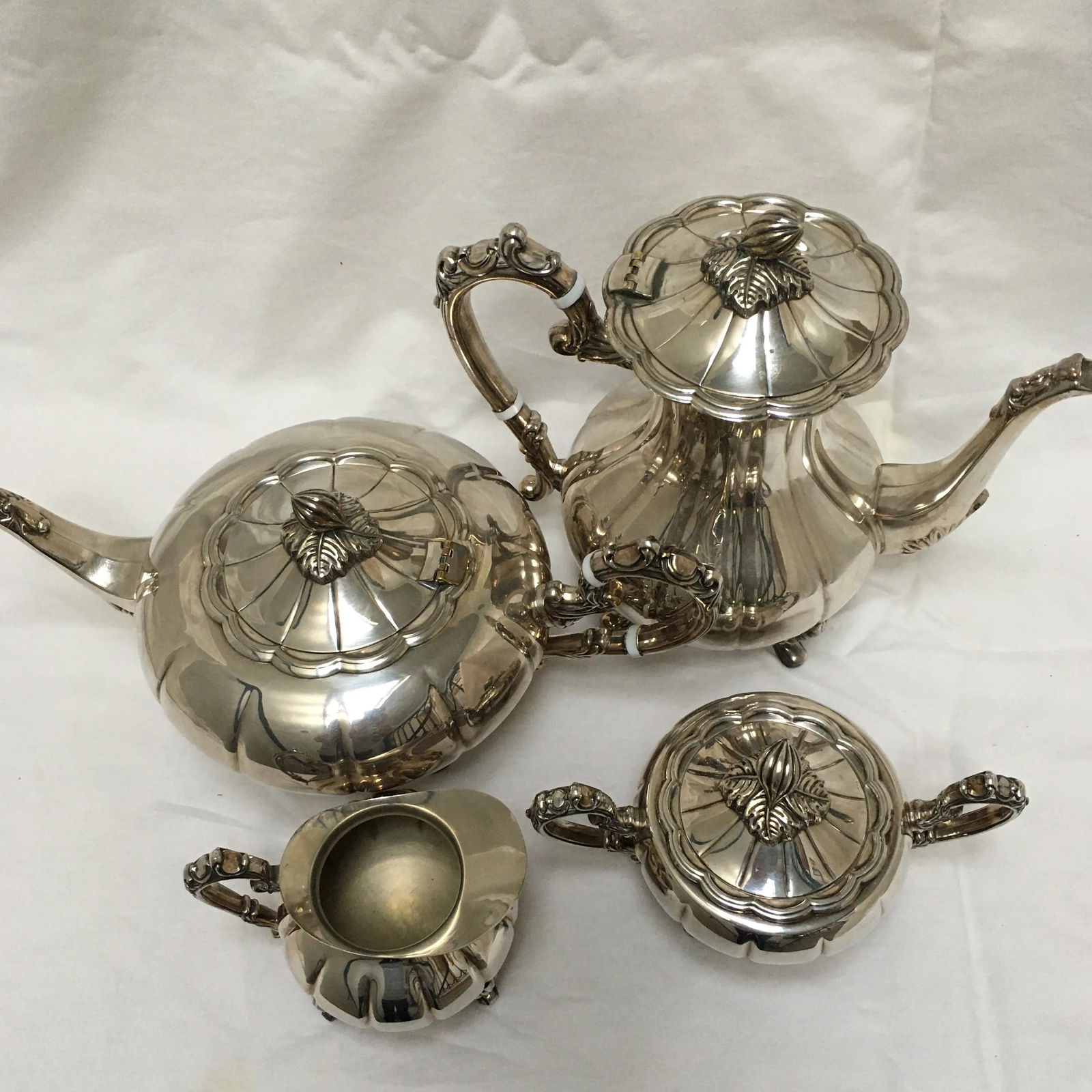 1940s Silver Plate Coffee and Tea Service by F. B. Rogers - 4 Piece Set - 3