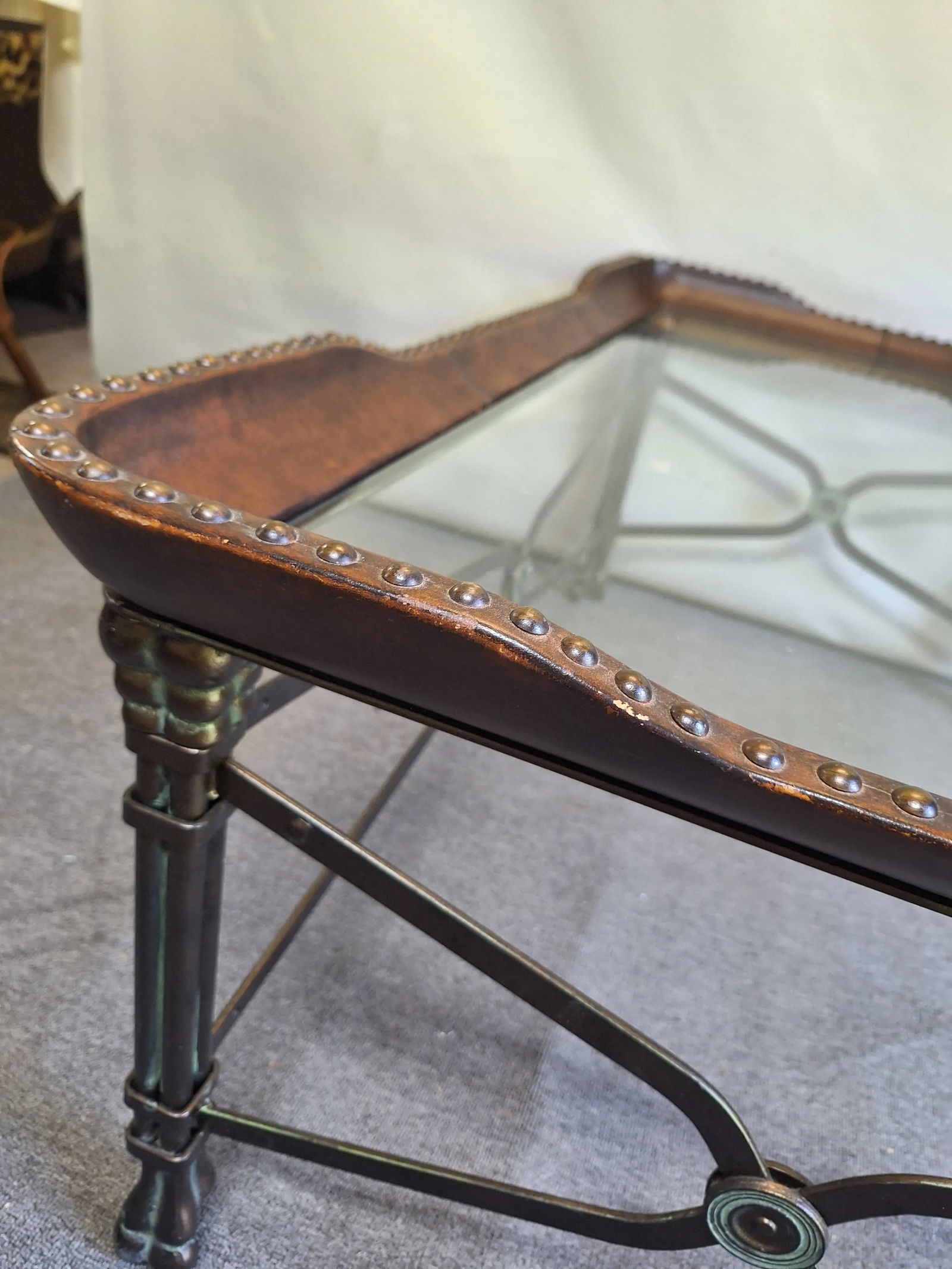 Maitland Smith Cocktail Table With Leather Trim - 6