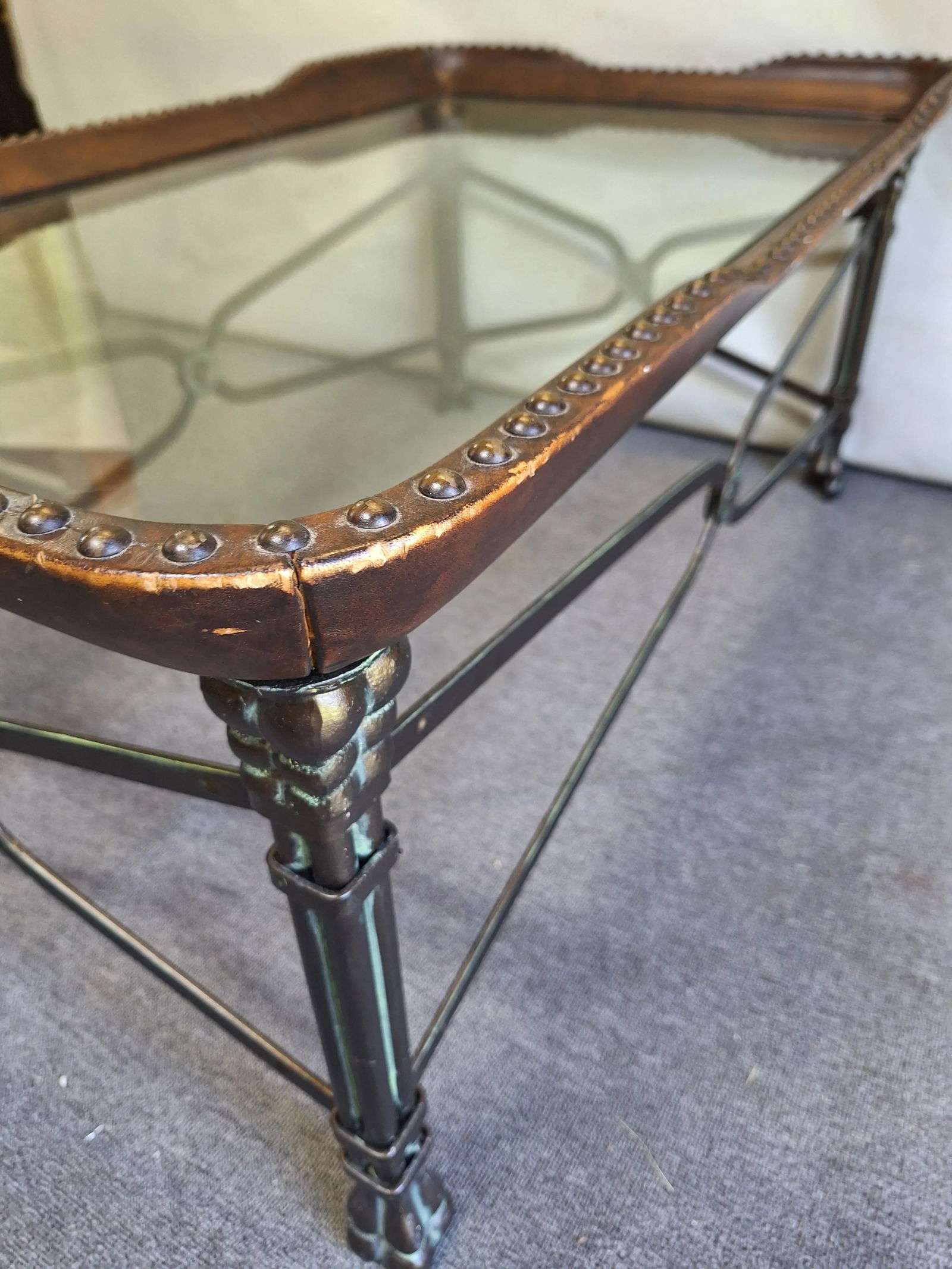 Maitland Smith Cocktail Table With Leather Trim - 7