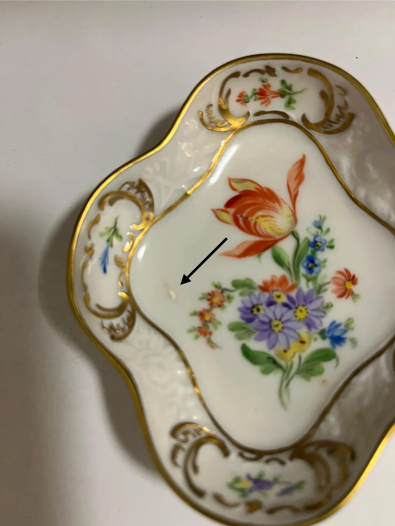 1950s Schumann Dresden Germany Vintage Trinket Dish Porcelain Floral Diamond Shape- Set of 2 - 7