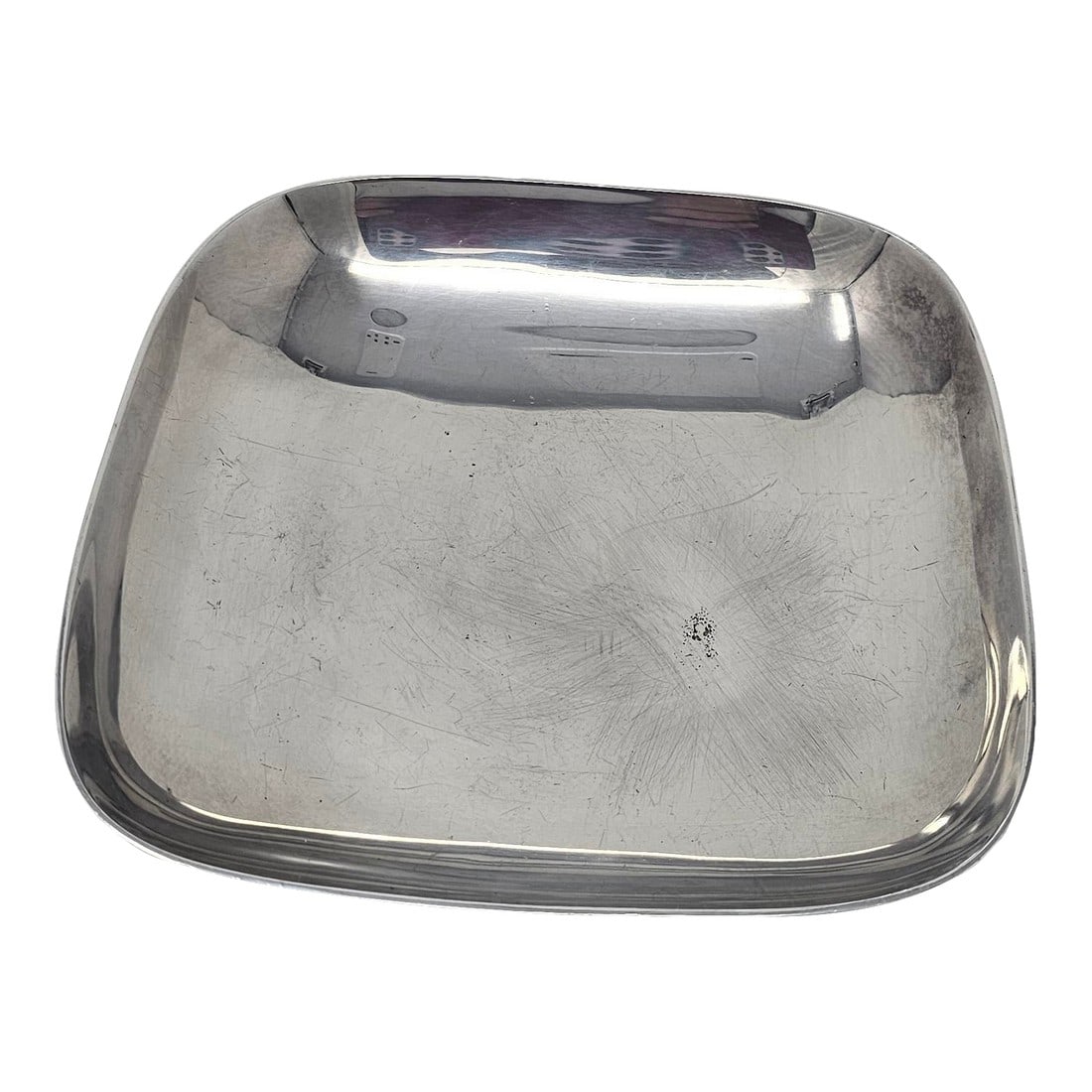 Mid 20th Century Vintage Reed & Barton Silver Plated Embassy Bon Bon Tray: Silver plated Reed & Barton Embassy Bon Bon Tray. The Embassy 1140 model by Reed & Barton Tray adds a classic decorative flair to any room. with its small footed, square, sleek style, know that the si