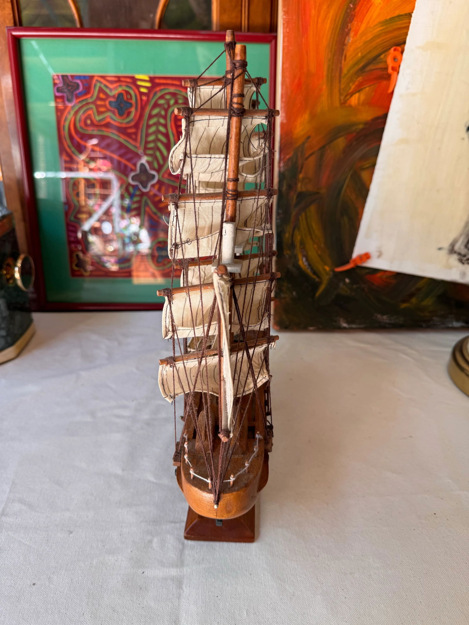 1970s Small Wooden Nautical Ship Sculpture - 2