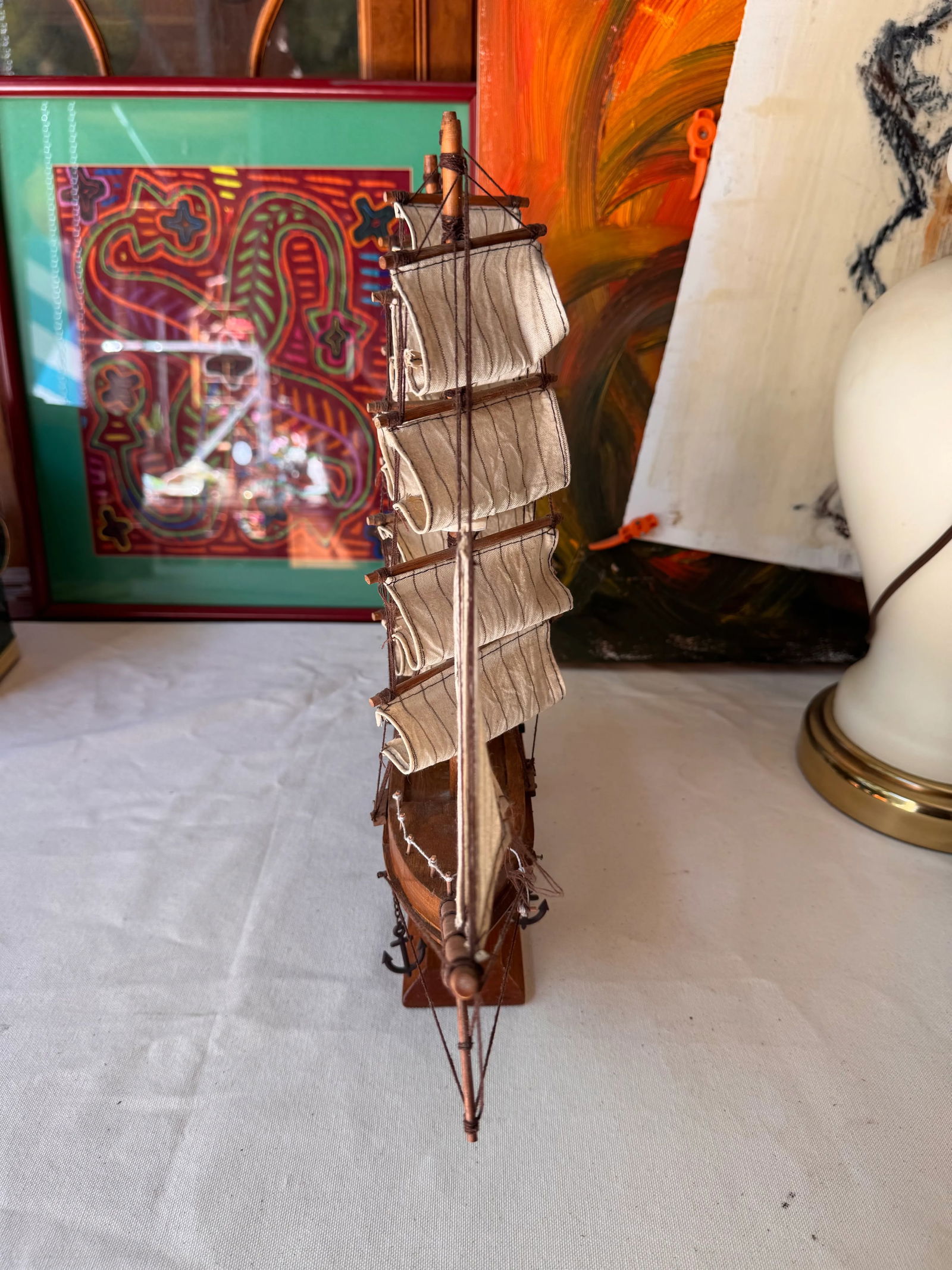 1970s Small Wooden Nautical Ship Sculpture - 3